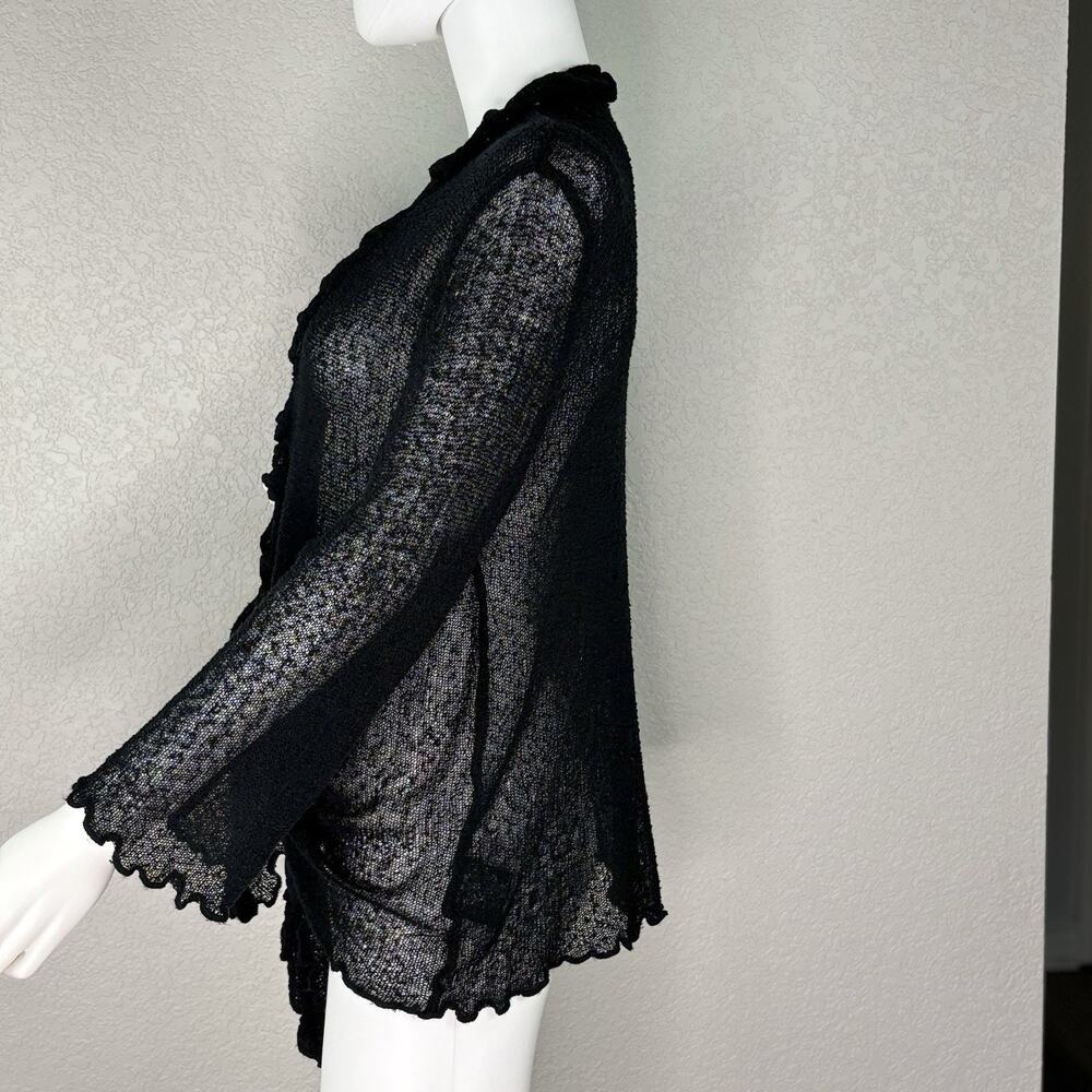 Ethyl Sheer Open Cardigan Ruffle Fairy Boho Lagenlook Whimsygoth Size L - Picture 3 of 7